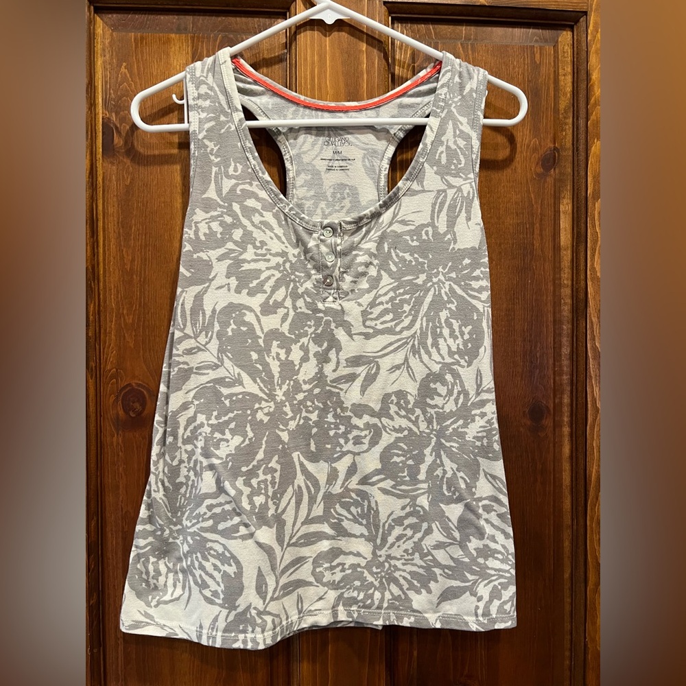 Gilligan & O'Malley Floral Tank Top - Gray